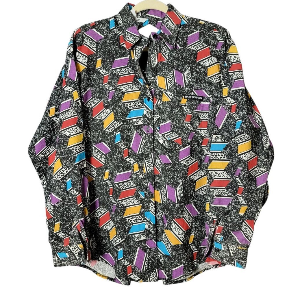 VTG Rocky Mountain Womens Retro Multicolor Geometric Western Shirt Small USA